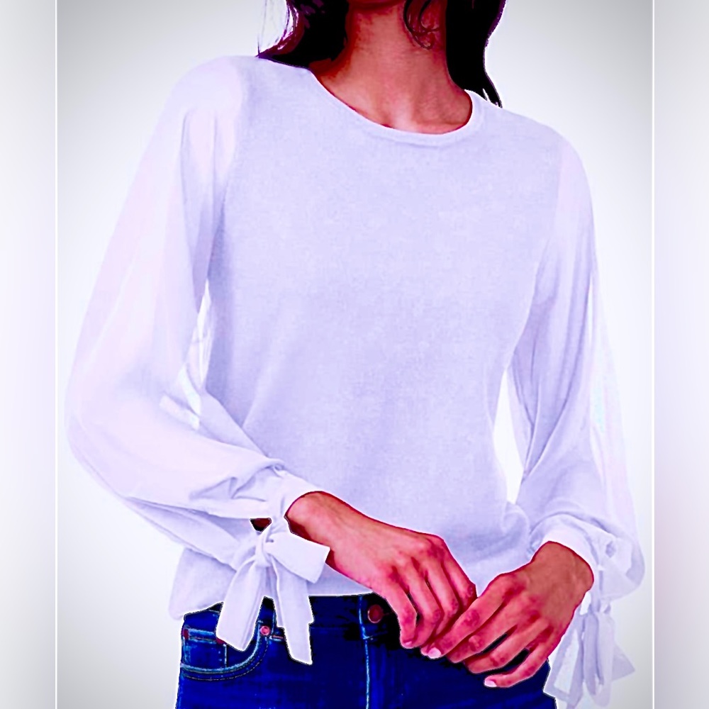 NWT SIONI PURPLE TIE SLEEVE CREPE BLOUSE TOP S ANTHROPOLOGIE